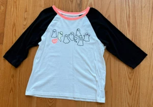 GYMBOREE: Girl's White & Black Halloween Shirt w/ Ghosts +One Glows, Size 14 LX - Picture 1 of 5