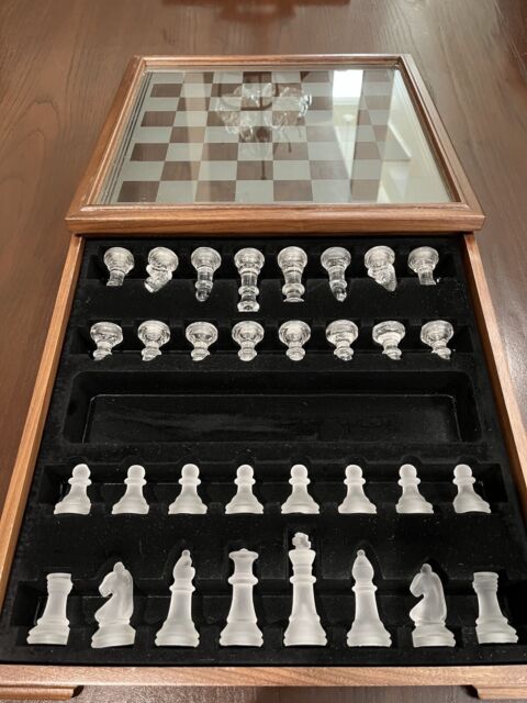 Cristal Arte - Cristal Art Glass Table with Chess Board and Musical Motif,  circa 1955