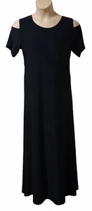 BNWT size XL Attitudes by Renee MAXI DRESS Black w short sleeve cold shldr - Picture 1 of 2