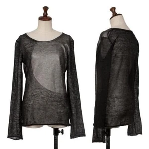 Y's red Label Linen Shiny Bicolor Mesh Knit Top Size 2(K-145164) - Picture 1 of 12