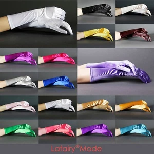 Guantes guantes de novia largos satén fiesta boda moda noche con dedo - Imagen 1 de 14