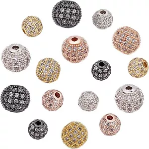 50Pcs 8mm Micro Pave Cubic Zirconia Beads Ball Spacer Beads For Jewelry Making - Picture 1 of 12