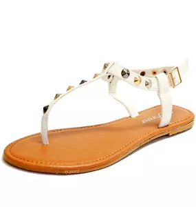 New women's shoes open toe sandals t strap casual party summer fashion white - Picture 1 of 9