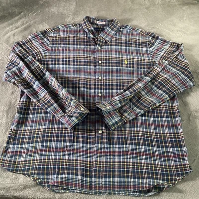 Camisa Ralph Lauren Para Hombres 2XL Azul Rojo India Madrás Cuadros Abotonada Informal Foto 1 de 4