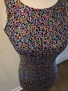 Candie's Mini Abito Nero con Sequenze Senza Maniche, XS - Foto 1 di 4