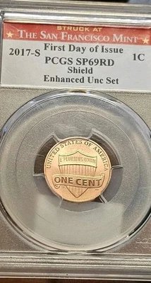  2017-S First Day Issue Lincoln PCGS Sp69RD Sheild Cent Enhanced Unc. Set - Image 1 of 2