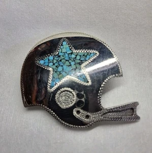Vintage Designer Dale Nickel Silver Turquoise DALLAS COWBOYS Belt Buckle - Picture 1 of 5