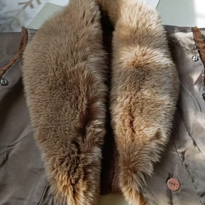 Brown Fur Coat Liner with Collar Soft Warm Long Design Remake Material - Picture 1 of 24