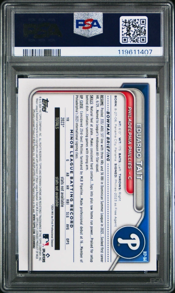 2023 Topps Pro Debut Yiddi Cappe Auto /25 Orange Refractor Gem Mint PSA 10 - Image 1 of 4