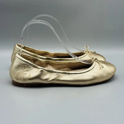 Женские туфли Sam Edelman шириной 6,5 золотистые кожаные балетки с круглым носком без шнуровки - Изображение 1 из 4