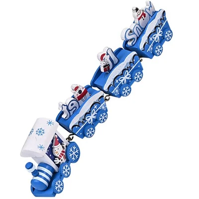 Weihnachtsdekorationen in Innenräumen Schneemann-Holzeisenbahn-Spielzeug - Bild 1 von 4