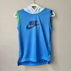 Nike Blue Sleeveless Hoodie Boys L Large Blue Sports School Lightweight Athletic - Picture 1 of 12