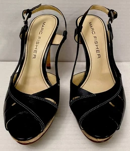 Zapatos de salón Marc Fisher Valma de cuero de corcho negros talla 8 para mujer. #903 - Imagen 1 de 6