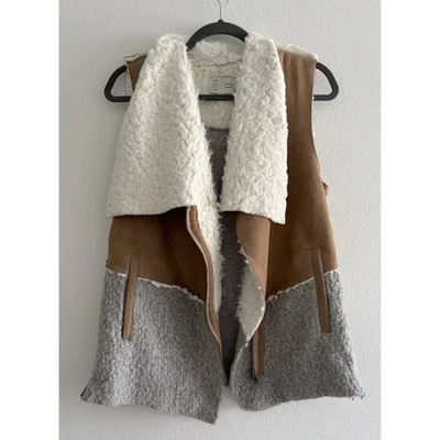 Chaleco Anthropologie Saturday Sunday Sherpa Gamuza En Capas Mezcla Lana Mediano Foto 1 de 4