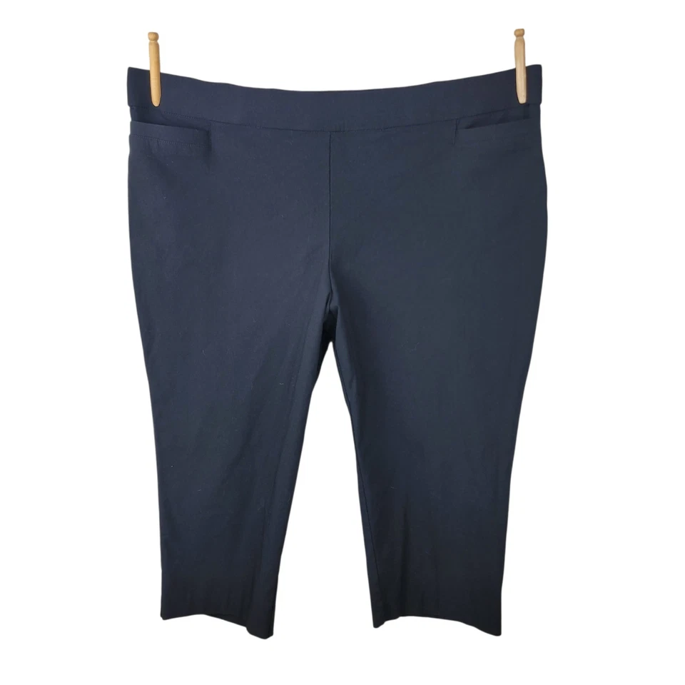 Briggs Capri Plus 24W 43 x 20.5 Stretch Pants Casual Crop Black Pull On Pockets - Image 1 of 4