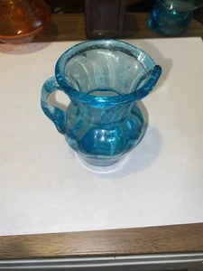 VINTAGE BLAUER MUNDGEBLASENER MINI KRUG CA. 3 1/2", HÜBSCH, SIEHE BILDER - Bild 1 von 12