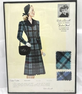 Revista de moda enmarcada catálogo años 40 publicidad muestras de tela de colección - Imagen 1 de 9