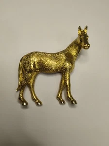 Spilla cavallo equitazione vintage Ciner tono oro spilla dressage firmata - Foto 1 di 9