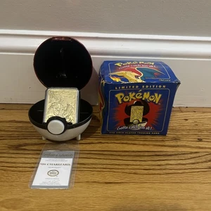23K Gold Plated Charizard Trading Card 1999 Burger King Pokemon Ball Blau - Bild 1 von 6