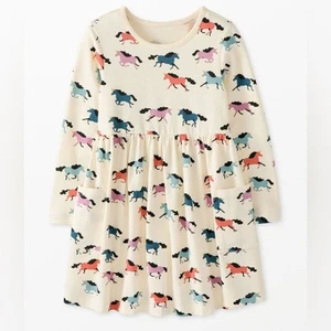 Hanna Anderssen Girls 8 Unicorn Pockets Fit Flare 100% Cotton Dress Long Sleeve - Picture 1 of 6