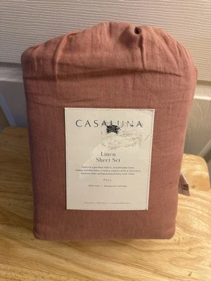 Nuevo juego completo de sábanas Casaluna Rose 100 % lino lavado 4 piezas Foto 1 de 4