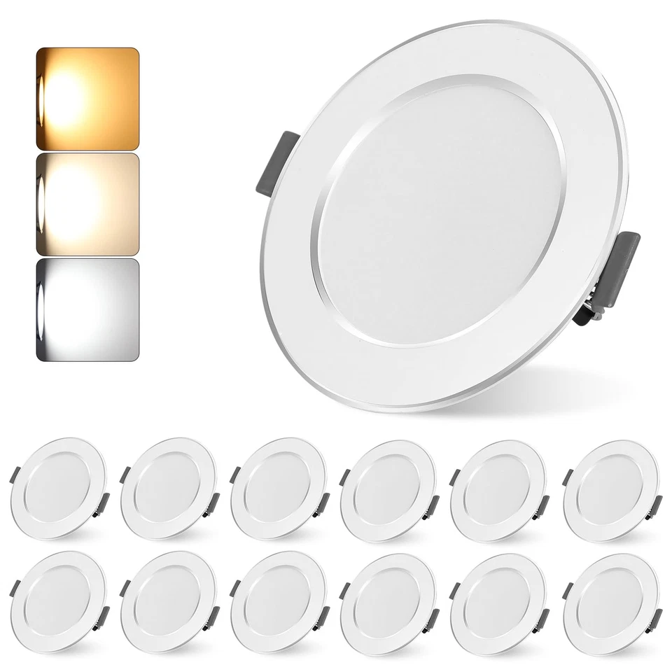 Led Einbaustrahler 230V 12er Set 7W Ultra Flach Led Spots Warmweiß Neutralweiß - Bild 1 von 4