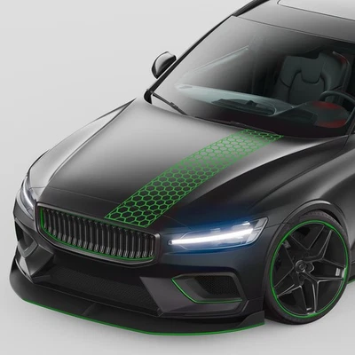 Auto Rennstreifen Waben Aufkleber Negativ "Hellgrün" Sticker Haube KX080-09 - Bild 1 von 4