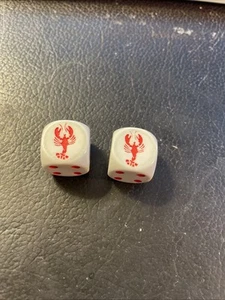 1 Set of  5/8" red dot  Dice with Lobster as ace NICE - Picture 1 of 4