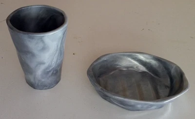 Creative Bath Products gray marbled soap dish & tumbler set - Image 1 of 4