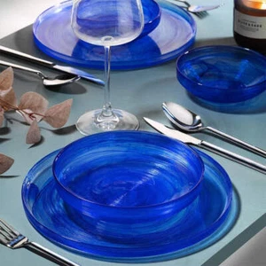 Fecra Loya 18 Piece Glass Dinner Set for 6 People, Blue - Picture 1 of 2