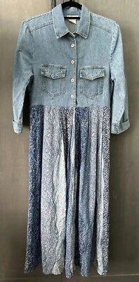 Vintage Nina Piccalino Size 6 Denim Cotton Dress Boho Cottagecore Hippie Casual - Image 1 of 4