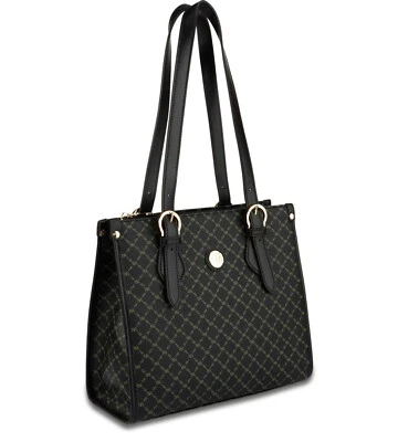 Rioni Designer Signature Black STB-20010 Canvas Leather Tote Shoulder Bag - Image 1 of 3
