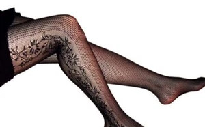 Blancho LZSA063-1 Sexy Black Sheer Thigh Floral Stocking - Picture 1 of 4