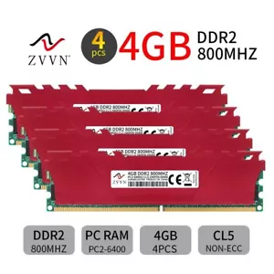 16GB Kit 4x 4GB DDR2 800MHz PC2-6400U 240Pin CL5 intel Desktop Memory ZVVN Red - Picture 1 of 11