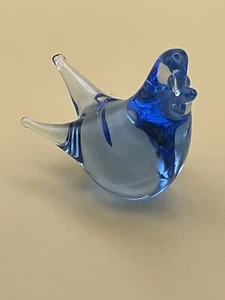 Studio Art Glass Blue Bird home decor Figurine Paperweight Nature 2.25"X 3.25" - Picture 1 of 7