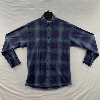 Casa Moda Button Shirt Men’s Flannel Plaid Blue Green Long Sleeve Casual Size S - Image 1 of 4