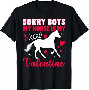 Valentines Day Sorry Boys My Horse Is My Valentine For Girls T-Shirt Hoodie - Picture 1 of 9