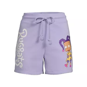 Rugrats Juniors’ Plus Size Graphic Print Dolphin Shorts SIZE 2XL 19 Color PURPLE - Picture 1 of 9