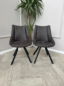 Stunning Furniture Village Lucio Pair Of Swivel Dining Chairs Ready To Ship - Picture 1 of 7