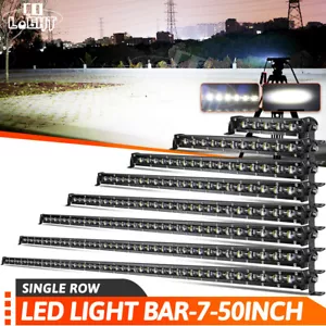 Slim Single Row 7 14 20 26 32 38 44 50" LED Spot Light Bar Offroad Truck ATV SUV - Picture 1 of 32