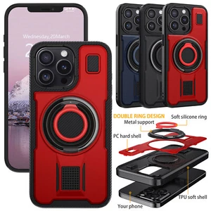 Dual Ring Kickstand Case Rugged Rubber Cover For Apple iPhone 12 Pro Max/12 Pro - Picture 1 of 31