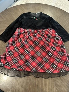 Hanna Andersson Holiday Black Velvet Bodice Tartan Plaid Dress Girls SZ 110 US 5 - Picture 1 of 2