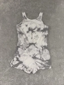 Athleta Girl On The Go Romper White & Gray Tie Dyed Girls Size L/12 - Picture 1 of 9