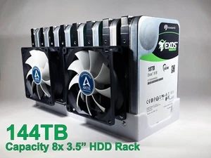 8 baies support de disque dur étui cage caddy avec supports de ventilateur disque dur 3,5 pouces - Photo 1/7