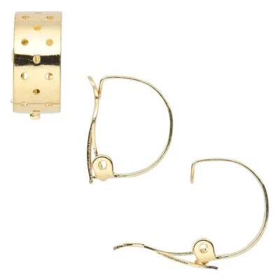 20 镀金黄铜和钢 18x8 毫米穿孔环夹式耳环 * — 第 1/2 张图片