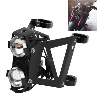 CNC Motorcycle Dual Fog Spot light Auxiliary Headlight Bracket For Harley Yamaha - Image 1 of 4