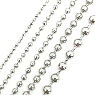 Kugelkette Edelstahl 1.5|2|2.5|3|4MM silber Kette Halskette Armband 15-115CM - Bild 1 von 2