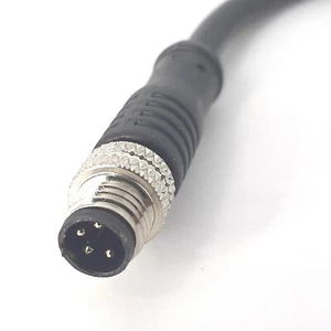 M12 INDUSTIAL  CABLE, 4 POS,  MALE, STRAIGHT,  CODE  A, BLK PVC JACKET,   1 MTR - Picture 1 of 2