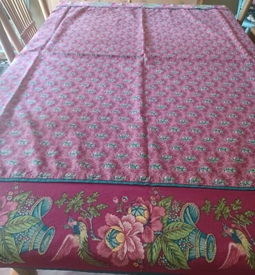 Mantel WAVERLY 66" Cuadrado Colección Lujo Floral Borde Pájaro Foto 1 de 4