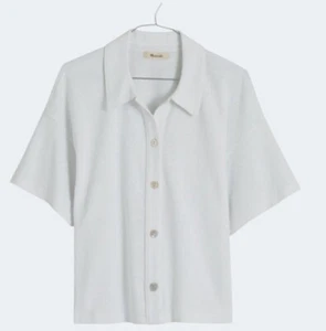 Madewell Damen Poloshirt weiß Relaxed Knopfleiste Kurzarm XXL - Bild 1 von 14